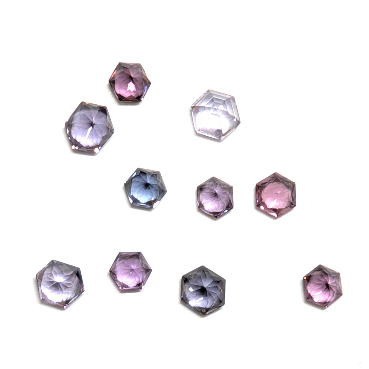 0002【ランダム発送】ヘキサゴンカットのマルチスピネル【1石あたり約0.23ct】