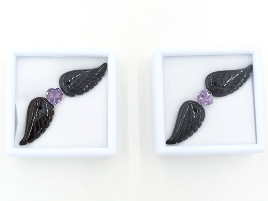 【HappyValentine💓限定2セット】ハートシェイプ『アメジスト』×ウイングカット『オニキス』(BIGサイズ)セット