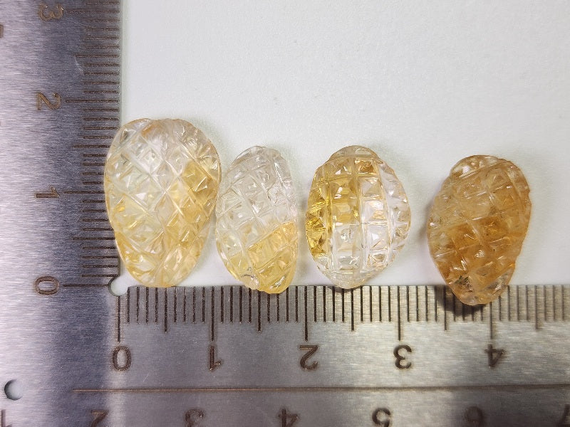 SET4-CTR-3　シトリン（穴あき）4石セット