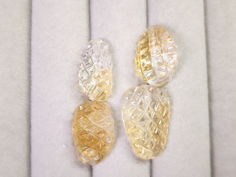 SET4-CTR-3　シトリン（穴あき）4石セット