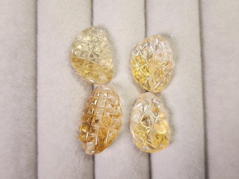 SET4-CTR-2　シトリン（穴あき）4石セット